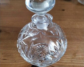 Vintage Heavy Cut Glass Perfume/Scent Bottle with stopper