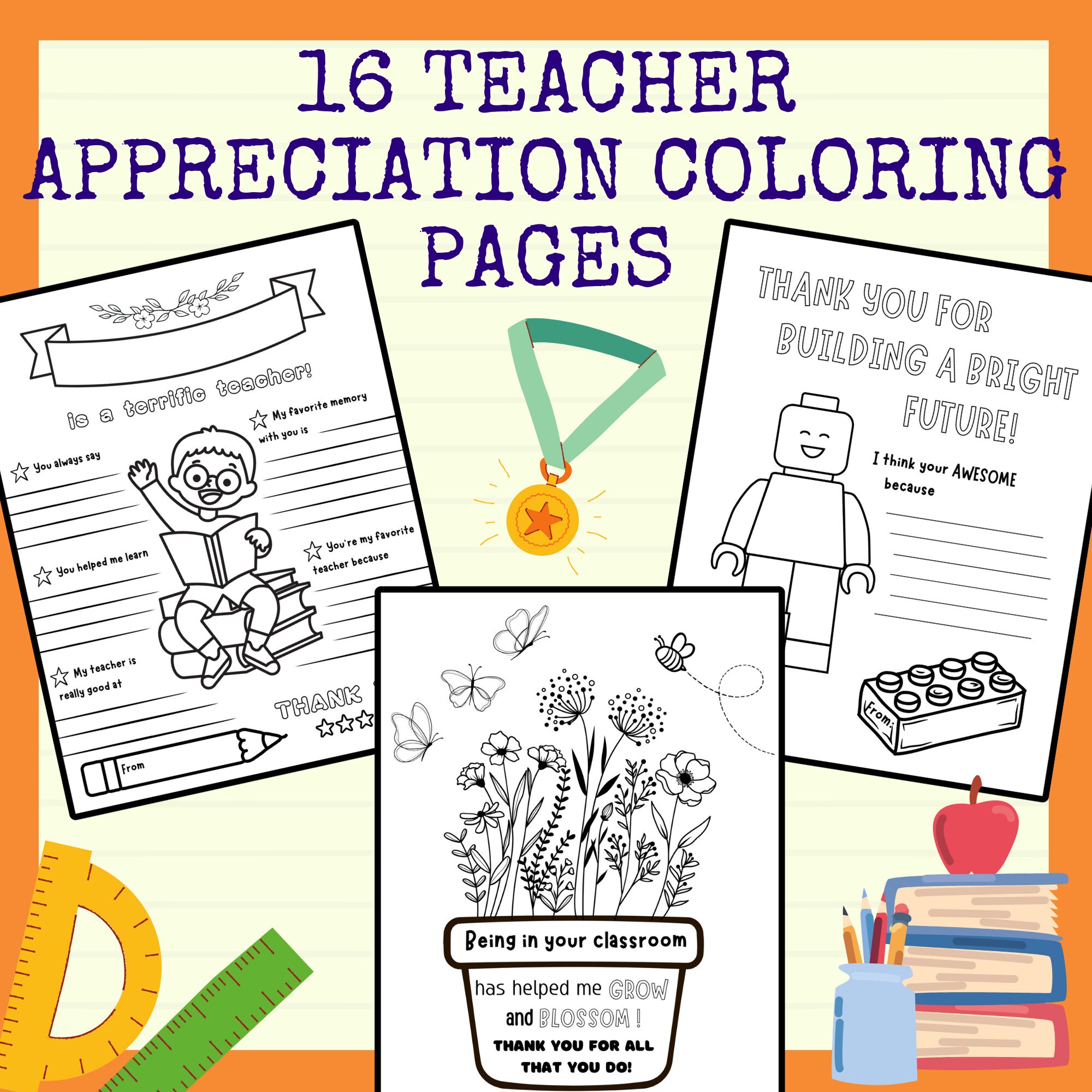 16 Teacher Appreciation Coloring Pages Printable Thank You Teacher ...