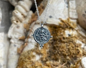 Durga Protection Necklace - Hindu Goddess of Protection, Feminine Strength, Courage - Made from Recycled Silver