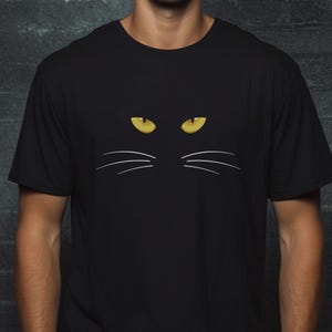 Cat Face Unisex Short Sleeve T-shirt | Spooky Season Shirt | Creepy Cat Stare | Cat Lover Gift Tee |  Kitty Eyes Tshirt | Halloween Cat Tee