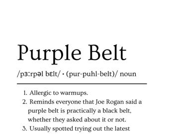 BJJ Purple Belt Definition Printable | Funny Brazilian Jiu Jitsu Art | Instant Digital Download