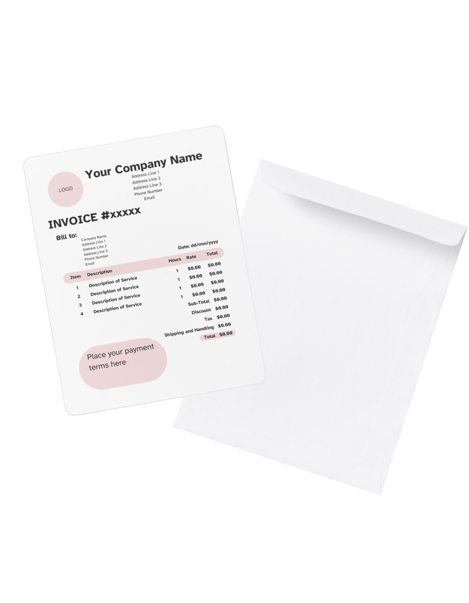 Hourly Work Invoice Template for Canva Professional Service Billing