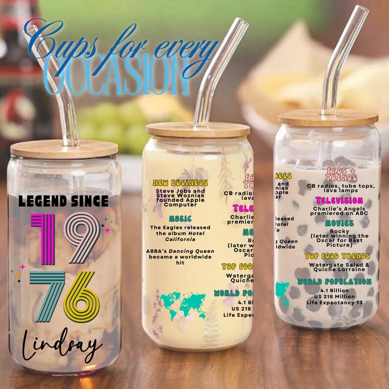 50th Birthday Cup, Legend Since 1976 Frosted Tumbler, 50th Birthday Gifts Best Friend, Fifty Years Frosted Glass Cup image 10