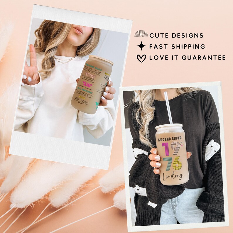 50th Birthday Cup, Legend Since 1976 Frosted Tumbler, 50th Birthday Gifts Best Friend, Fifty Years Frosted Glass Cup image 9
