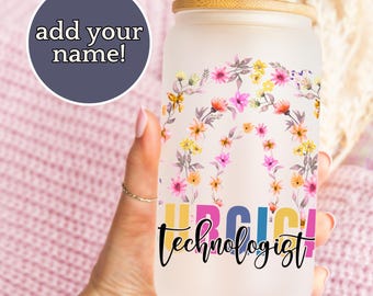Surgical Technologist Glass Coffee Cup, Surgical Tech Frosted Tumbler, Scrub Tech Gift