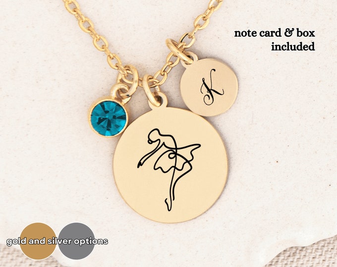 Dance Necklace, Dainty Necklace for Dancer, Gift for Dance Teacher, Ballet Necklace, Dance Recital Gift, Dance Appreciation Birthstone Charm