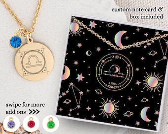 Astrological Sign Necklace, Constellation Sign Jewelry, Zodiac Sign Necklace, Astrology Jewelry for Celestial Charm and Horoscope Pendant
