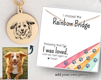 Dog Memorial Necklace, Crossed the Rainbow Bridge, Dog loss gifts, Loss of Dog jewelry, Dog loss sympathy gifts, Dog memorial Rainbow bridge