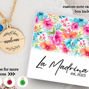 Madrina Necklace Gift, Personalized Madrina Gift with Birthstone, Madrina Godmother, Gift for New Madrina, Regalo para Madrina