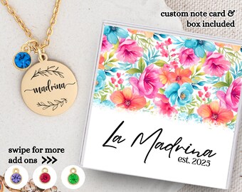Madrina Necklace Gift, Personalized Madrina Gift with Birthstone, Madrina Godmother, Gift for New Madrina, Regalo para Madrina