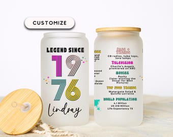 50th Birthday Cup, Legend Since 1976 Frosted Tumbler, 50th Birthday Gifts Best Friend, Fifty Years Frosted Glass Cup