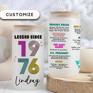 50th Birthday Cup, Legend Since 1976 Frosted Tumbler, 50th Birthday Gifts Best Friend, Fifty Years Frosted Glass Cup image 16