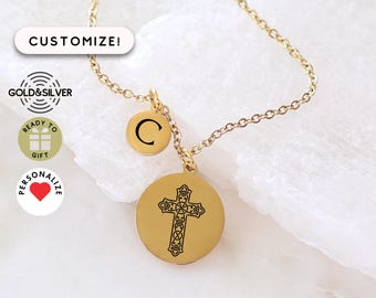 Personalized Cross Necklace: Christian Jewelry, Bible Verse Pendant, Religious Gift