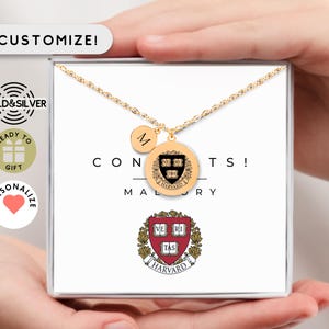 Graduation Necklace, Custom College Logo Necklace, Gold Pendant University Necklace, University Graduation Necklace, Custom College Gift