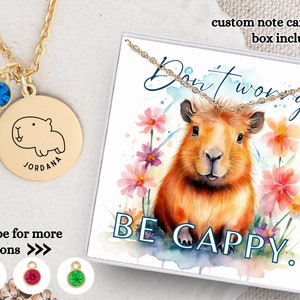 Capybara Necklace, Capybara Gift for Capybara Lover, Don&#39;t Worry Be Cappy Gift for Capybara Lover, Capybara Name Necklace Nameplate Necklace
