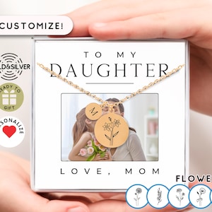 Daughter Necklace, Daughter Gold Pendant Jewelry, Birthday Gift for Daughter, Custom Jewelry for Daughter, Mother Daughter Necklace, Gold