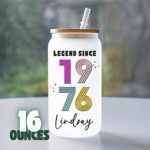 50th Birthday Cup, Legend Since 1976 Frosted Tumbler, 50th Birthday Gifts Best Friend, Fifty Years Frosted Glass Cup image 5