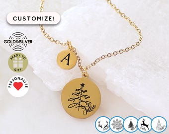 Christmas Necklace: Christmas Tree Pendant, Holiday Jewelry, Gift for Her