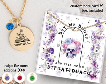 STFUATTDLAGG Necklace, Smut Jewelry, Buy Me Books and Tell Me To STFUATTDLAGG Jewelry, Dark Romance Reader Book Gift, Book Nerd Necklace