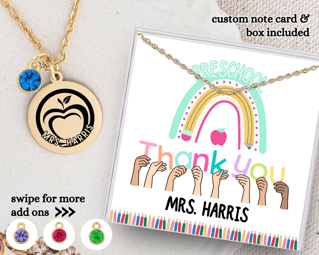 Preschool Teacher Necklace, Teacher Appreciation Gift, Women Jewelry - Etsy