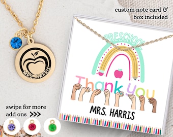 Preschool Teacher Necklace, Teacher Appreciation Gift, Women Jewelry