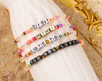Custom Name Bracelet, Personalized Word Bracelet, Colourful Bracelet, Summer Jewelry, Mother's Day Gifts, Gifts for Mom, Birthday Gift