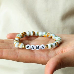 Custom Name Sunflower Porcelain Beaded Bracelet, Personalized Name Beaded Bracelet, Birthday Gift, Sunflower Lovers Gift, Gift for Her