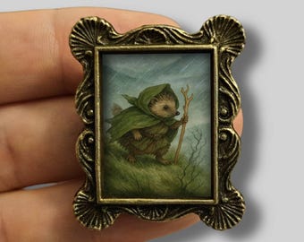 Mini marco de fotos Erizo Errante: Fantasía, Estilo Cottagecore, Místico, Estilo Naturaleza, Vintage, Decoración del Bosque, Encantador, Aventura, Cuento de Hadas
