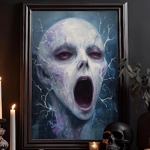 Elektrisiert Öl-Kunstwerk: Horror Vintage Poster, Dunkle Künste, Gothic okkultes Gemälde, Witchcraft, Goth Home Decor, gotisches Wandbild