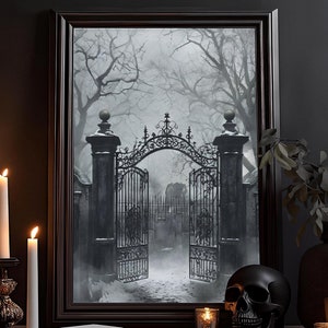 Das Tor zum Friedhof Kunstdruck: Horror Poster, Dunkle Künste, Gothic okkultes Gemälde, Witchcraft, Goth Home Decor, gotisches Wandbild