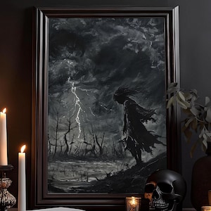 Die Welt in Grau Kunstdruck: Düsteres Horror Aquarell Gemälde, Dark, Gothic Zeichnung, Dunkle Dark Academia Malerei, Poster, Wandbild