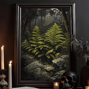 Peinture botanique de plantes : Botanique Dark Nature Wall Art, Goth, Witchy Victorian Painting, Dark Cottagecore Poster, vintage Art Print