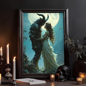 Die Schöne und das Biest Kunstdruck: Dark Academia Poster, Gothic Witchcraft, Witchy Okkult Folklore, Dark Academia, Fantasy Poster Wandbild