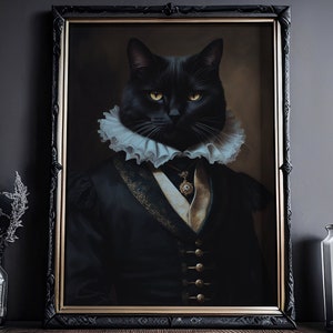 Viktorianische Katze im Anzug: Gothic Kunst, Victorian Art Wandbild mit kräftigen Farben und wunderschönen Pastell Farbtönen