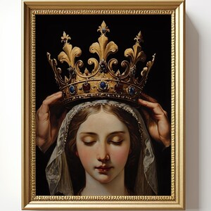 Gekrönt zur Königin Gemälde: Viktorianisches Dekor, Goth Dark Art, Vintage Kunstdruck, Dark Academia Malerei, Barock Poster, Queen Wandbild