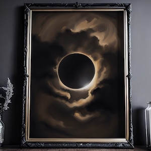 Sonnenfinsternis im dunklen Schleier: Sonne und Mond Poster, Gothic Gemälde, Viktorianischer Kunstdruck, Wandbild