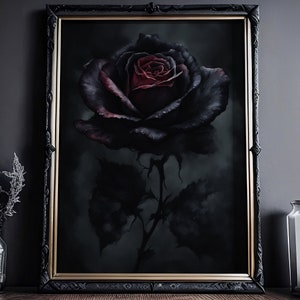 La última rosa: La esperanza en la oscuridad, cartel gótico, Cottagecore oscuro, arte victoriano, mural floral vintage