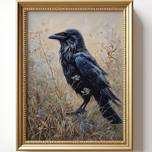 Rabe im Weidengras Kunstdruck: Natur Vintage Poster, Dark Art Druck, Viktorianische Krähe/Rabe, Witchcraft, Witchy Decor, Qualitäts-Wandbild