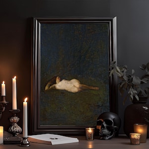 Frau im Dunkeln Kunstdruck: Die Schönheit der Frau, Vintage Poster, Goth Gemälde, Moody Gothic Home Decor, Dark Academia, gotisches Wandbild
