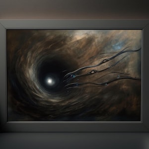 Das Schwarze Loch Aquarell Kunstdruck: Im Weiten des Weltraums, Melancholisches Gemälde, Dark Goth, Galaxie Celestial Poster, Wandbild