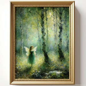 Fee im Wald: Schweres Papier, Dark Academia, Goth Poster, Kunst Poster Druck, Witchcraft, Fantasy Gemälde, kräftige Farben