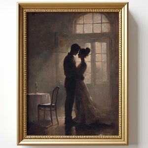 Tanz zu Zweit Kunstdruck: Melancholisches Romantik Dekor, Victoria, Vintage Aquarell Kunstdruck, Antik Malerei Gemälde, Poster, Wandbild