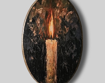 Candle in the Dark Woodblock Print: Oil Painting Style Drawing, Dark Arts, Victorian Dark Art, Witchcraft, Gothic Dark Academia Decor