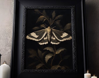 Moth moth in vintage style: vintage poster, gothic painting, Victorian mural