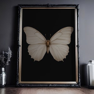 Schmetterling Beige im Vintage Stil: Gothic Vintage Poster, Witchcraft Gemälde, Dunkles Viktorianisches Wandbild