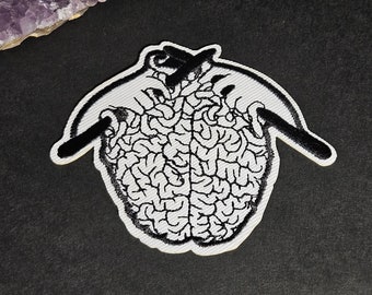 Brain is Crocheted Dark Patch: Patch brodé, Patch thermocollant pour vêtements, sac à dos, Punk, Patch gothique créatif, Patch de qualité