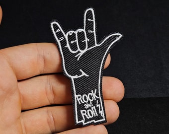 Rock'n'Roll Hand Music Patch : Patch brodé, Patch thermocollant, Punk, Creative Goth, Rock Band Patch, Music Festival Quality Patch
