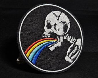 Skeleton Rainbow Dark Patch: Embroidered Patch, Iron-On Patch, Punk, Creative Gothic Patch, Quality Patch