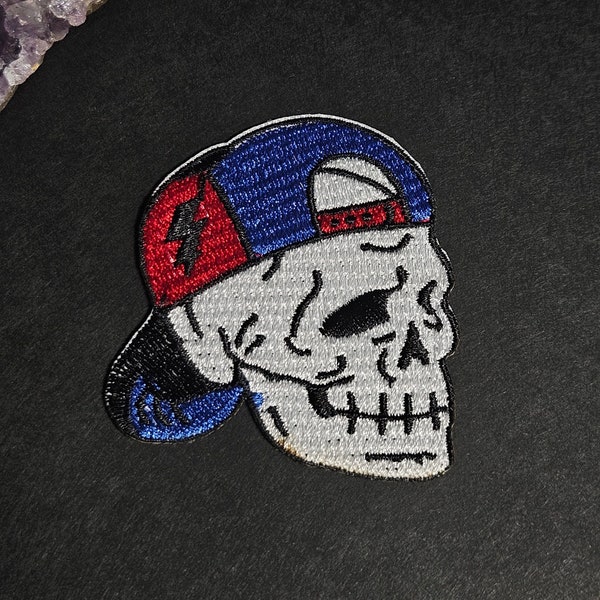 Skeleton Skater Patch: Embroidered Patch for Clothing, Backpack and more, Skull Iron-On Patch, Punk, Creative Goth Patch, Quality Patch