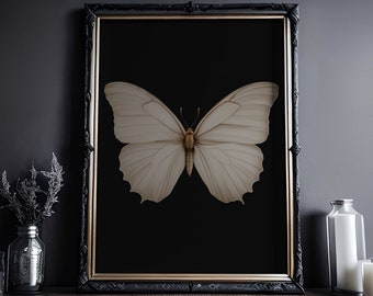 Butterfly Beige in Vintage Style: Gothic Vintage Poster, Witchcraft Painting, Dark Victorian Wall Picture